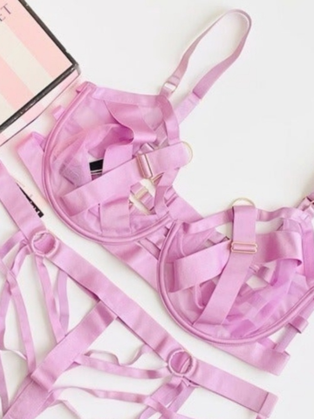 Victoria's Secret Lilac “Bond Girl Caged” Strappy Bandage Bra